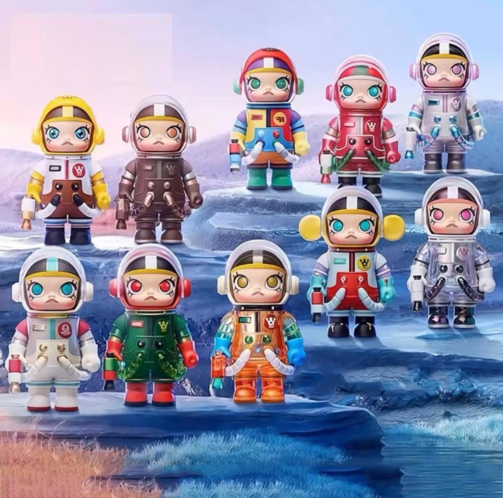 【SG Supplier】*Ready Stock* Mega Collection 100% Space Molly 9 + 1 (Hidden Character) Anniversary Blind Box Bubble Mart + 10 Transparent Casing