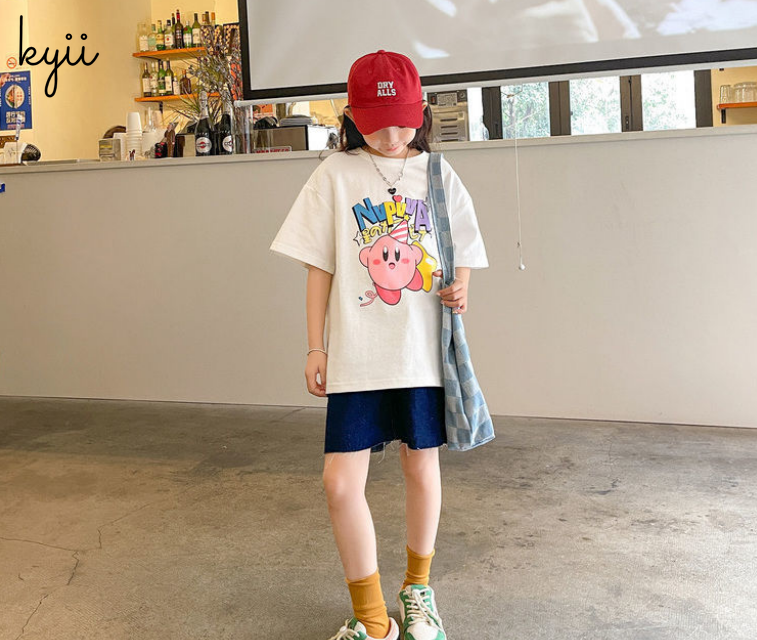 KYII Girls short sleeve summer children Cotton Korean Top ky22090